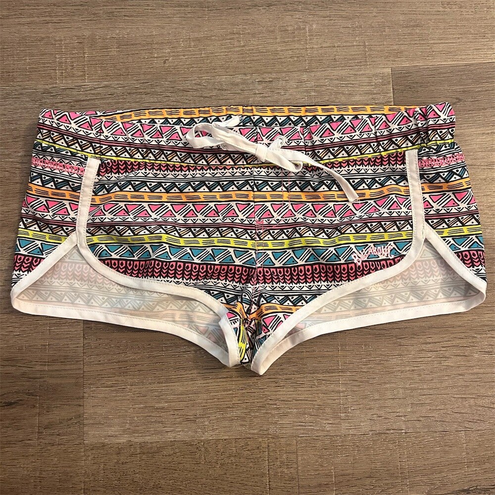 Billabong Womens Boardshorts Swim Shorts Tribal Stripe Size M Low Rise Y2K
